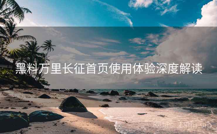 黑料万里长征首页使用体验深度解读