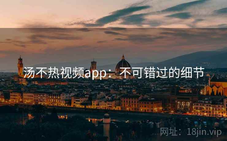 汤不热视频app：不可错过的细节