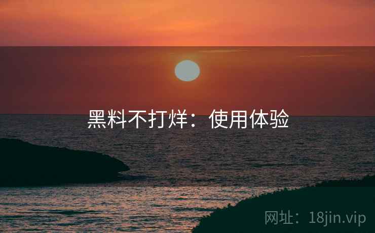 黑料不打烊：使用体验